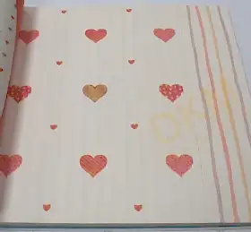 AdaWall Ada Kids 8905-1 Duvar Kağıdı Beyaz Simli Kalp Desenli