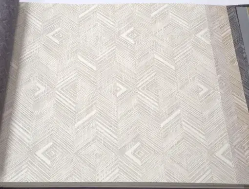 AdaWall Beta 1107-1 Duvar Kağıdı Açık Bej Geometrik Desenli Çizgili