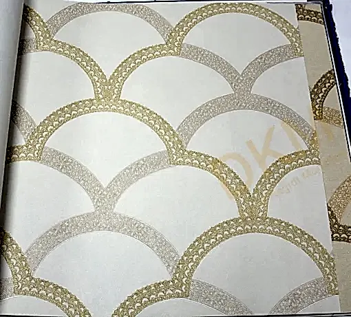 AdaWall Seven 7811-1 Duvar Kağıdı Açık Bej Simli Dalga Desenli